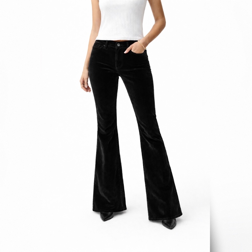 M.I.H. JEANS SKINNY MID RISE SKINNY KICK FLARE BLACK VELVET SIZE 25 "NWT"